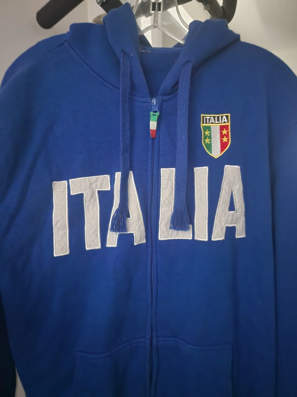 Italia Zip-Up Hoodie Sweater - Royal Blue